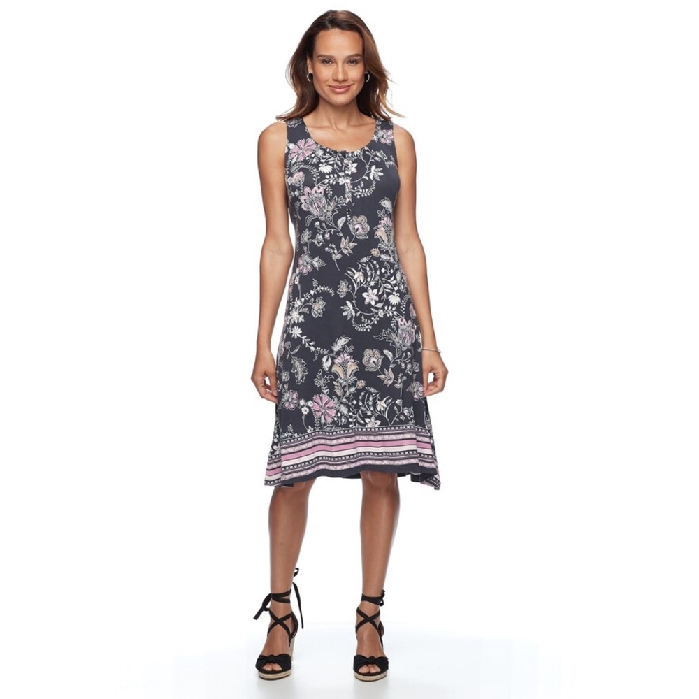 🌺Croft & Barrow Floral Jersey Henley Dress